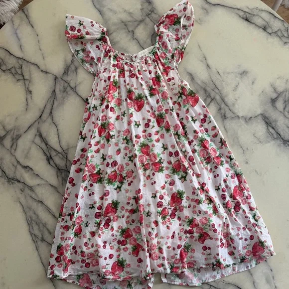 LoveShackFancy Girls Floral Strawberry Print Dress 10 - Picture 2 of 5